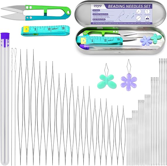 UOOU 86 Pcs Beading Needle Set, 6 Sizes Beading Needles for Seed Beads