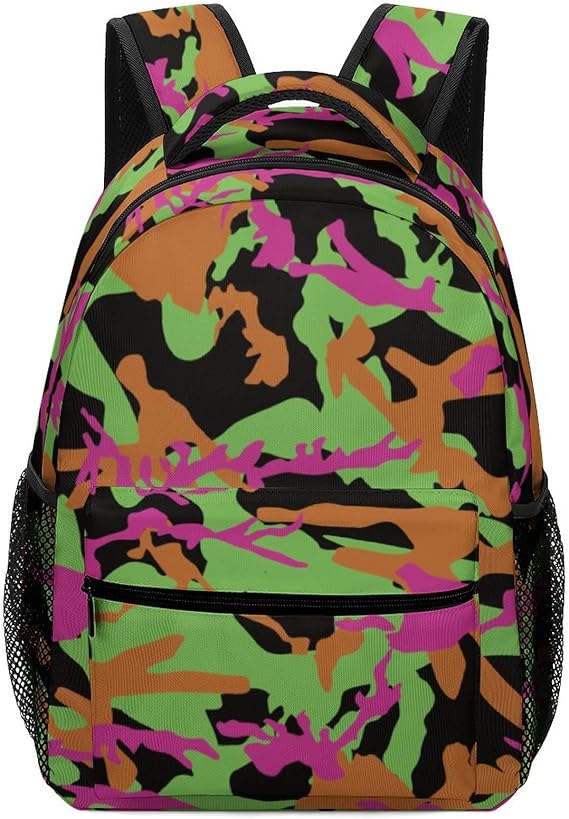 Printed Daily Backpack Primary School Bag Casual Daypack for Teens Kids Camouflage Colorful