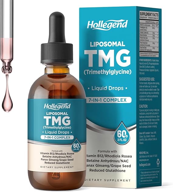 Liposomal TMG Supplements Liquid Drops, 1000mg Trimethylglycine, 2 FL Oz | For Methylation, Antioxidant & Brain & Liver Health, High Absorption, Non-GMO, Vegan, Blueberry Flavor