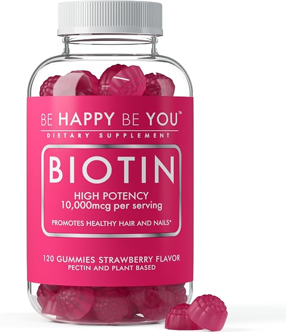 Biotin Gummies 10,000mcg 120 Count Supports Healthy Hair & Stronger Nails Fast Absorption Supplement for Men & Women Vegan, Non-GMO, Pectin,