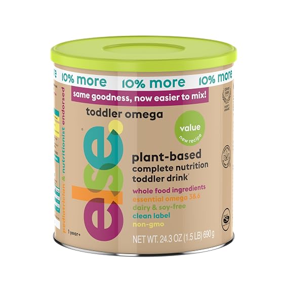 Else Nutrition PlantBased Toddler Formula 1236 Months Omega 3 & 6, Dairy & Lactose Free with Almond Butter, Buckwheat, Prebiotics, 20+ Vitamins & Minerals | 24.3 ounce (VALUE pack of 1)