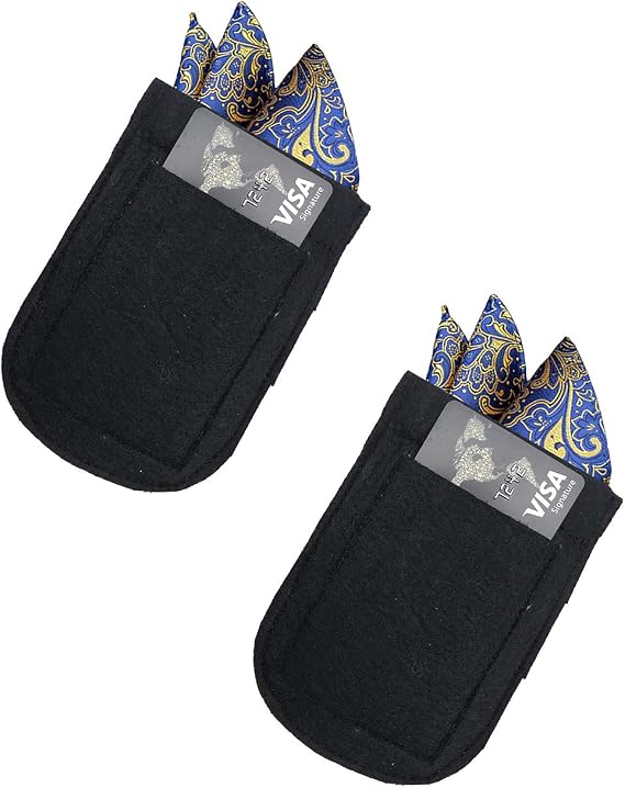 Wanty Premium Microfiber Pocket Square Holder, Men's Suit Handkerchief Keeper, 2 Pack