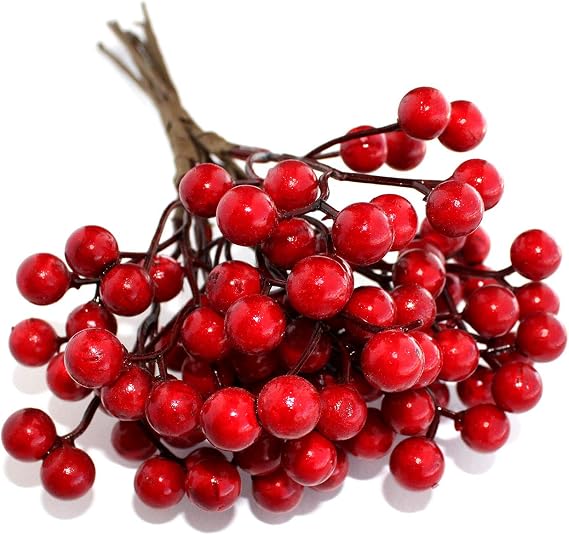 Red Berry Picks Christmas Berries for Wreaths Floral Red Berry Stems 8PC | Red Berry Spray for Christmas Wreath Supplies DIY Decorating Xmas Decoration Winter Pip Berry Stems Christmas Floral Sprays