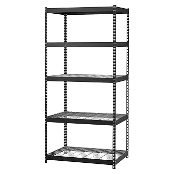 Edsal MROP3618W5B Steel Storage Rack, 5 Adjustable Shelves, 5000 lb. Capacity, 72" Height x 36" Width x 18" Depth, Black
