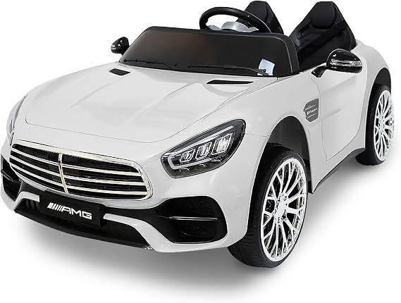 TCARAIWEN 12V Ride On Car for Kids, Electric Car with Remote Control, Bluetooth Music Player for 3-8 Year Old, White