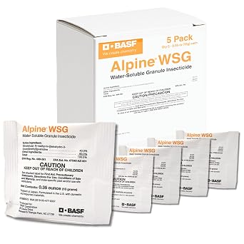 BASF Alpine WSG Insecticide, Water Soluble Granules for Indoor & Outdoor Pest Control, Kills Ants, Flies, Bed Bugs, German Cockroaches 5 x 0.35 oz Packets (Each Makes 1 Gallon for 1,000 sq ft)