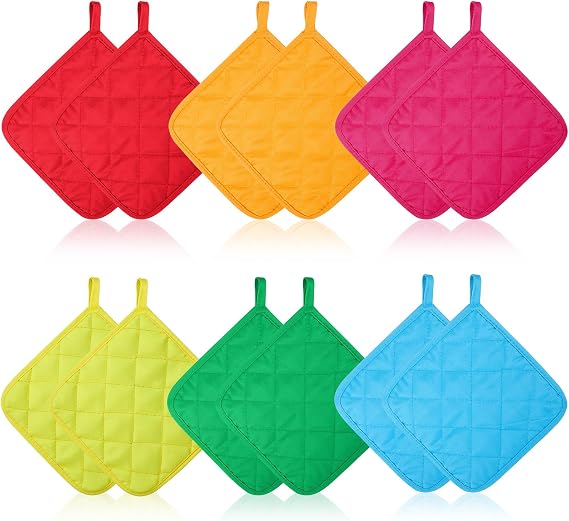 Bokon 12 Pcs Pot Holders for Kitchen, Multicolor Potholders Sets