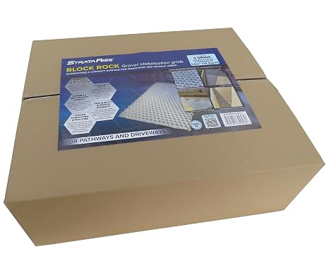 Block Rock Gravel Grids - Box of 3 Pcs. (1000 x 600 x 30mm) - Covers 1.8 m (19.38 ft2) - High-Density Polyethylene (HDPE) and Polypropylene Material