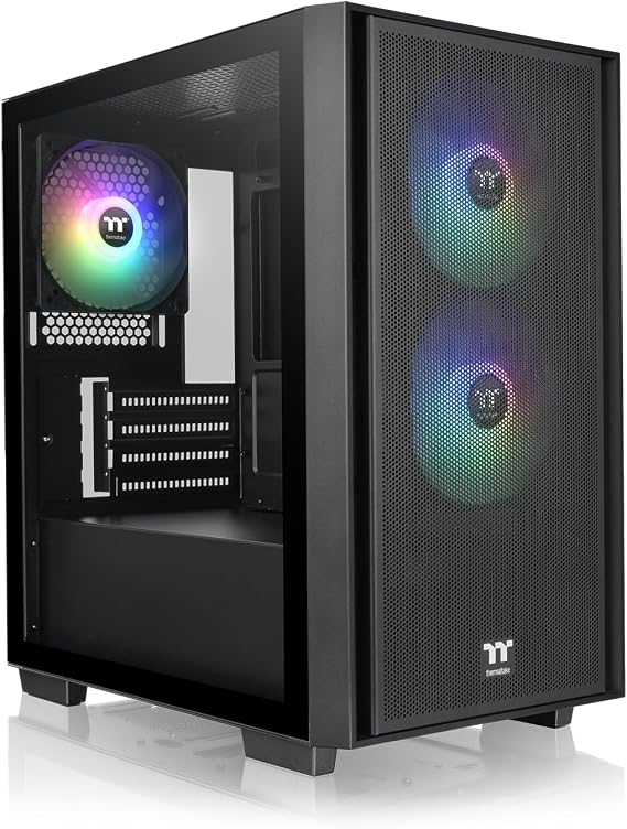 Thermaltake Versa H16 TG ARGB Black Micro ATX Tower Case; Tempered Glass Side Panel; 3 Pre-Installed ARGB Fans; CA-1Y8-00S1WN-02;