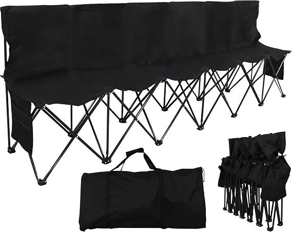 Yaheetech 6-seat/8-seat Portable Folding Sideline Bench with Back Rest and Carrying Bag for Team sports,Soccer,Camping,Parties,Outdoor Activities