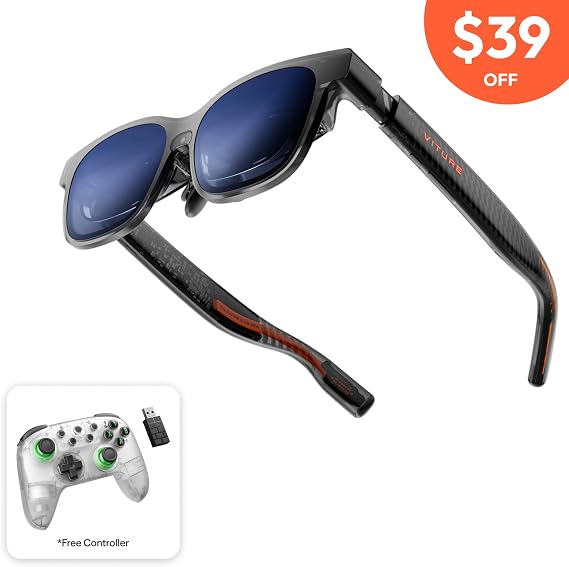 VITURE Luma Pro XR Glasses 152 1200p Ultra Sharp Display, 1000 Nits, 52 FOV, Dimming Adjustments, for iPhone 17/16/15, Android, Mac, PC, Steam Deck, First-Ever XR Experience for Switch 2 - Regular