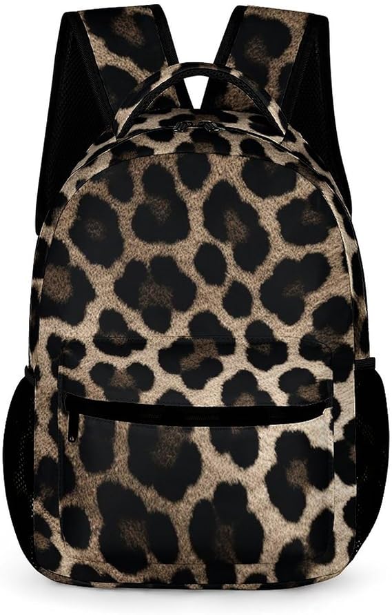 Travel Backpack for Women Men Carry On Backpack Black Leopard Print Laptop Bag Lightweight Casual Daypack