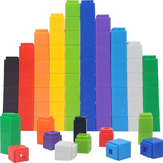 KUTOI Math Manipulatives Counting Cubes, Educational Math Linking Cubes, Classroom Toys Kindergarten Learning Materials Homeschool Supplies,Set of 100 Math Cubes for Kids Ages 3+