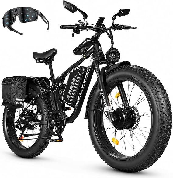 Adria26 6000W Electric Mountain bike, Fast 46Mph 240Nm with Full Suspension