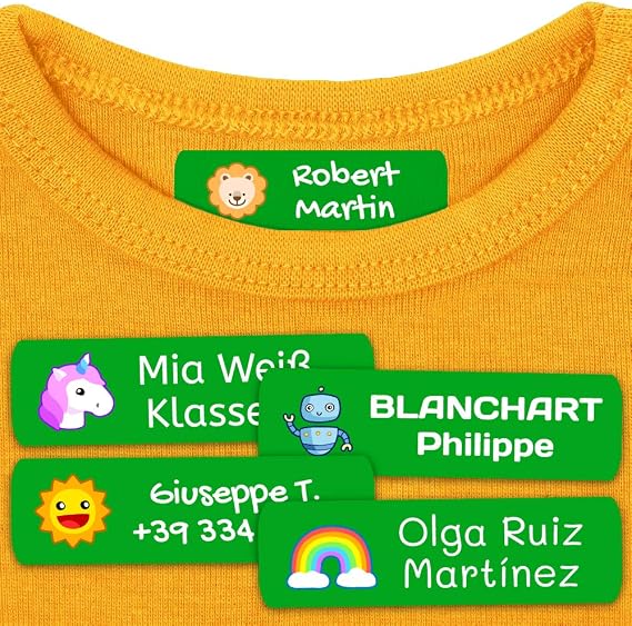 50 Personalized Iron-on Labels, of 6 x 2 cms, to Mark the Clothes. Color Green Basic (for Iron)