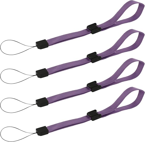 ZedLabz adjustable wrist strap compatible with handheld games consoles, cameras & mobiles – 4 pack purple