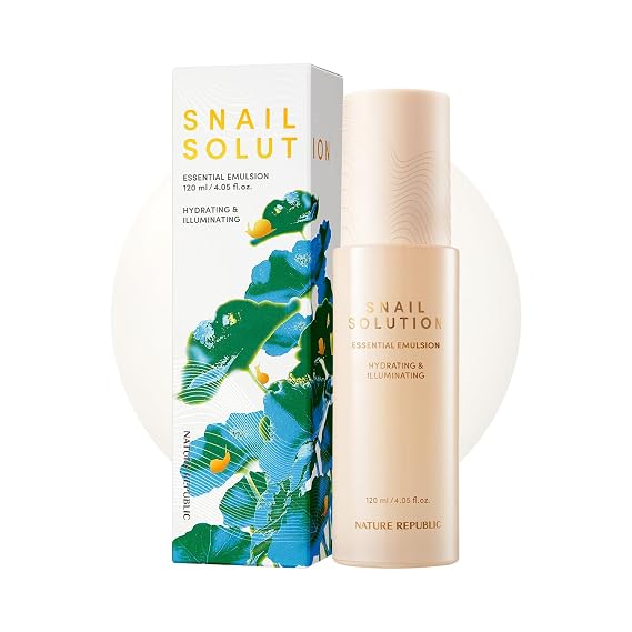 Nature Republic Snail Mucin Emulsion Korean Moisturizer with Niacinamide, for Glowing Skin, Anti-Aging Korean Skincare, 120mL / 4.02 Fl.Oz