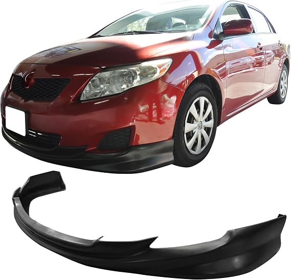Fit 2009-2010 Toyota Corolla Front Bumper Lip K-Style PU Unpainted Black | IKON MOTORSPORTS, Front Lip Spoiler Splitter