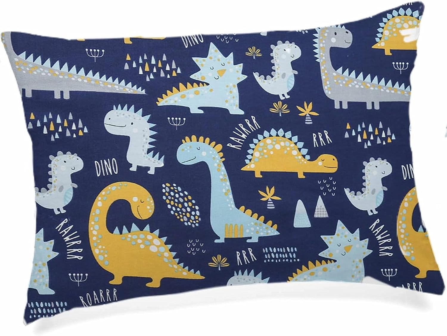 Toddler Pillow with Pillowcase - 13X18 Soft Organic Cotton Kids Dinosaur Crib Pillows - Washable and Hypoallergenic - Boys Girls Small Pillow - Perfect for Travel, Cot, Bed Set