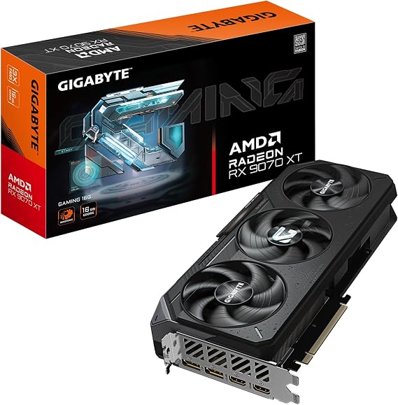 Gigabyte Radeon RX 9070 XT Gaming 16G Grafikkarte – 16 GB GDDR6 256-Bit PCI-E 5.0 2970 MHz Kernfrequenz 2 x DisplayPort 2.1a 2 x HDMI 2.1b GV-R9070XTGAMING-16GD