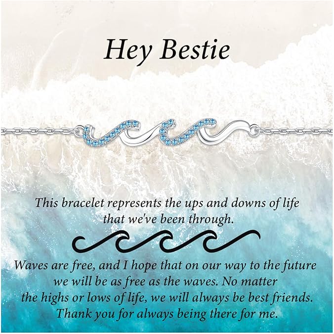 Friend Gifts for Women, Unique Birthday Gifts for Women, Wave Bracelet, Bestie Bracelets, Friendship Bracelets, Jewelry Gift for Bestie, Sister, Mom, Daughter, Best Friend, Wife, Girlfriend