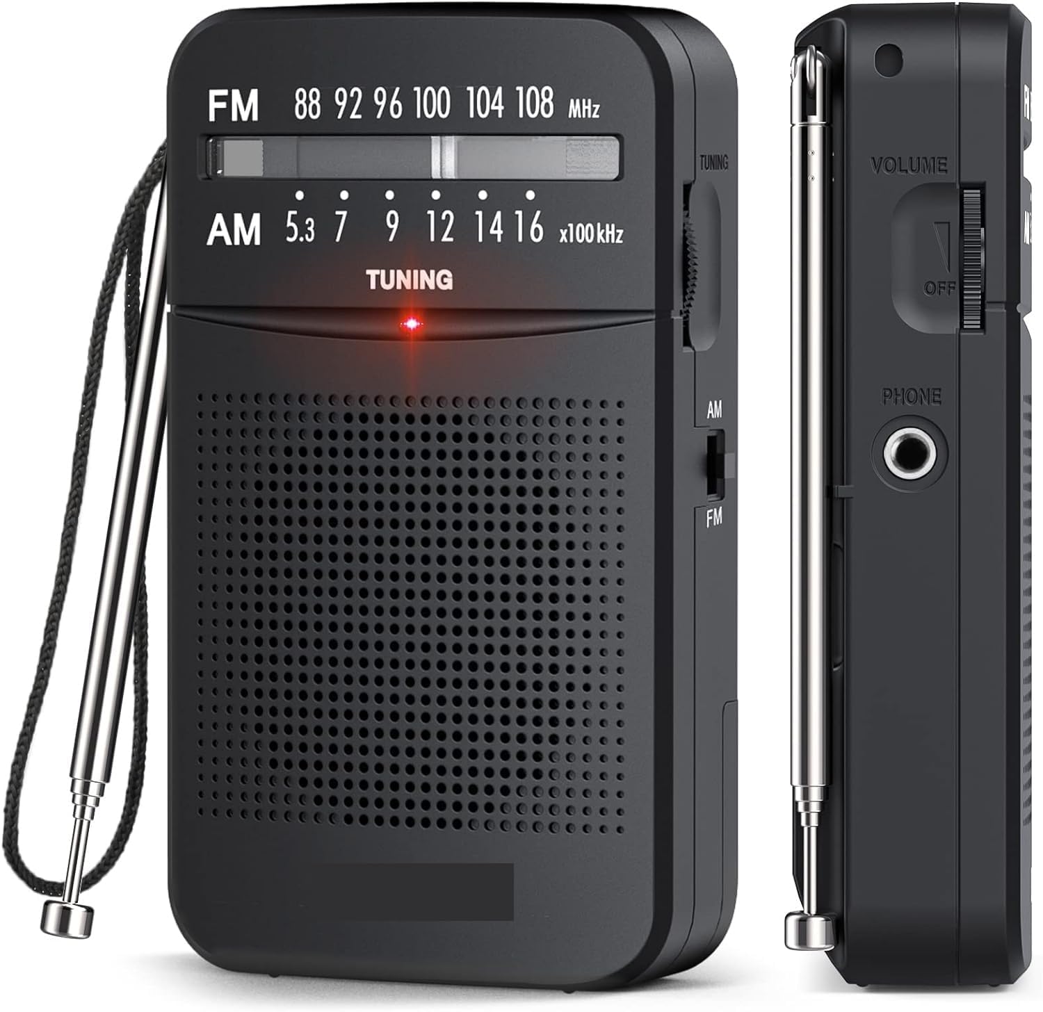 Hobimtek HT-263 Portable AMFM Radio Small Size Pocket Radio Battery Powered Radio knstar K-263