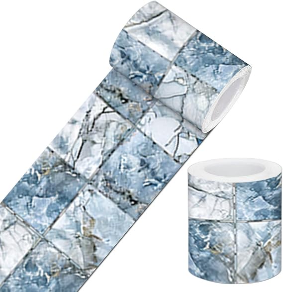 IVN Wallpaper Border Peel and Stick Wall Blue Marble Vein 4x196 Inch