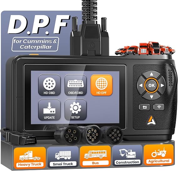ANCEL HD430 Heavy Duty Truck Scanner, DPF Reset & Forced Regeneration for Cummins & Caterpillar Engine, Full System HDOBD Diesel Scanner OBD2 Diagnostic Scan Tool Code Reader for Diesel Trucks & Cars
