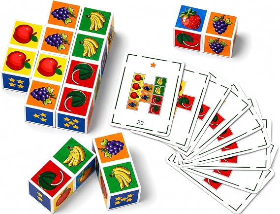 3D Fruit Matching Board Game, Strategy Puzzle with Penalty Wheel, Ages 3+ | Montessori STEM Logic, Spatial Awareness, Fine Motor Play, Interactive Tabletop Battle, Family Nights, Parties, Travel, Gift