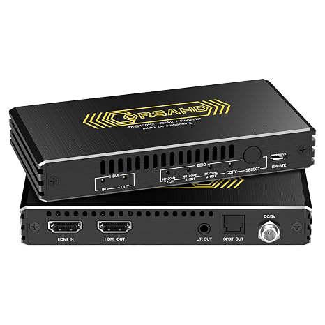CORSAHD 4K@120Hz HDMI 2.1 Audio Extractor Audio Converter,SPDIF Optical 7.1/5.1CH,Stereo 3.5mm,Supports VRR,CEC,Dolby Digital Audio De-embed,HDCP 2.2/2.3 Bypass,for PS5,Xbox