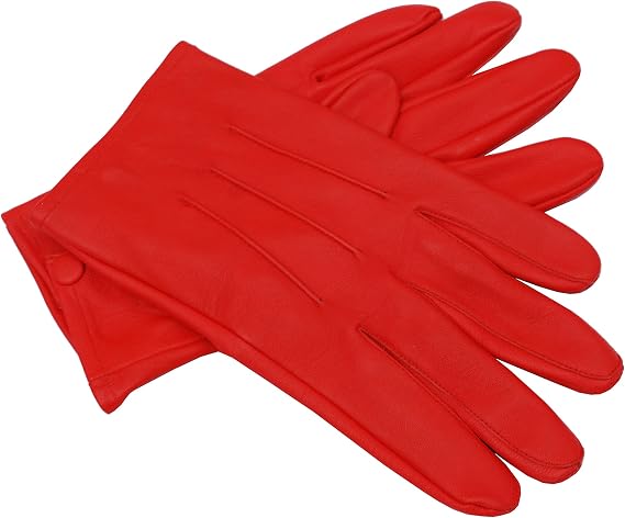 Men's Dress Leather Gloves (Small, Red)