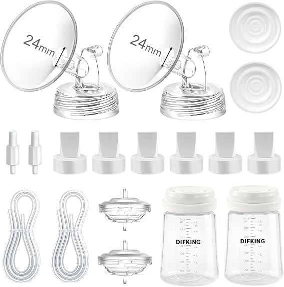 Breast Pump Compatible with Spectra S1 S2 9 Plus, Full Replacement Kit Include 24mm Flange,Duckbill Valve,Backflow Protector,Tubing and Bottle,Non-Spcetra Original