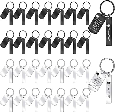 Gisafai 30 Pcs Christmas Engravable Stainless Steel Keychain Blank Laser Engraving Blank Key Ring Tag for DIY Craft Xmas Gift