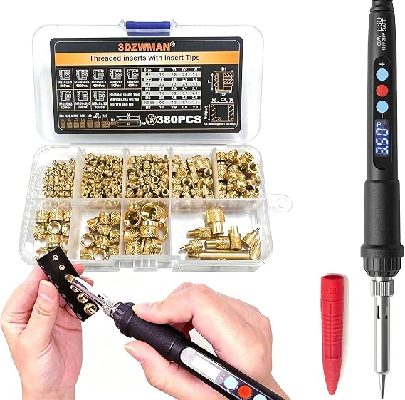 60W Lötkolben mit Spitzen und 380 Gewindeeinsätze für 3D-Druck Kunststoff
