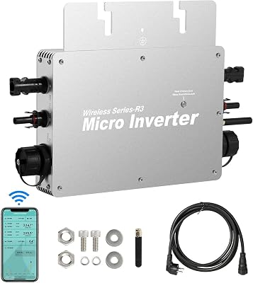 Micro Inverter Solar Grid Tie Microinverter, Micro Grid Inverter, Solar Photovoltaic Power System Power Inverter, Solar Grid Tie Microinverter for Roof Outdoor 85-280V AC,WVC-800W