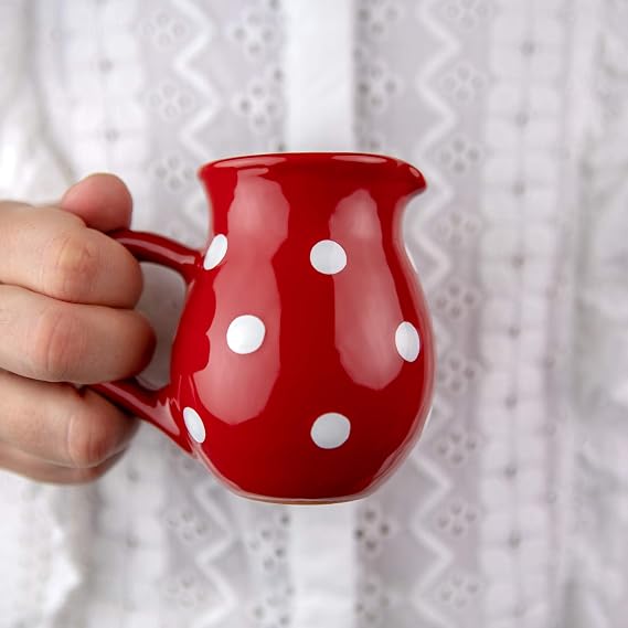 Handmade Red and White Polka Dot Small 150ml/5oz Ceramic Creamer, Milk Jug, Pourer, Pitcher Jug, Pottery Housewarming Gift for Tea Coffee Lovers by City to Cottage