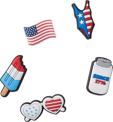 Crocs Unisex American Flag and Patriotic Collection Multi Packs USA 5 Pack