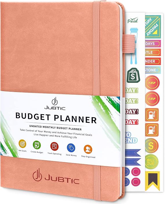 Easy Use Budget Planner, Monthly Budget Book, 2023-2024 Finance Planner with Expense Tracker Notebook, Account Book for Home Office Work - Undated,12 Month, A5 Size, Pink