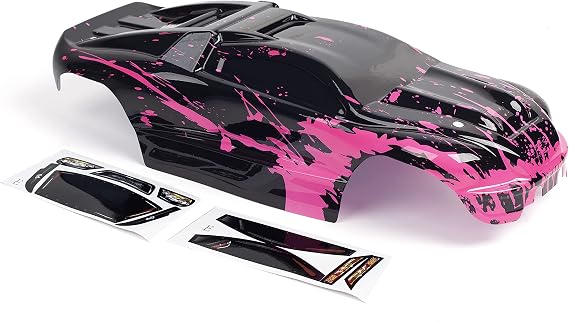 SummitLink Custom Body Muddy Hot Pink Over Black Style Compatible for E-Revo 1/10 Scale RC Car or Truck (Truck not Included) ER-HP-01