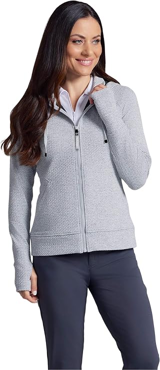 IBKUL Solid Popcorn Stitch Zip Hoody Jacket