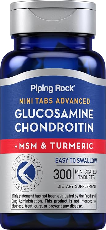 Piping Rock Glucosamine Chondroitin MSM and Turmeric | 300 Tablets | Supplement for Women and Men | Non-GMO, Gluten Free