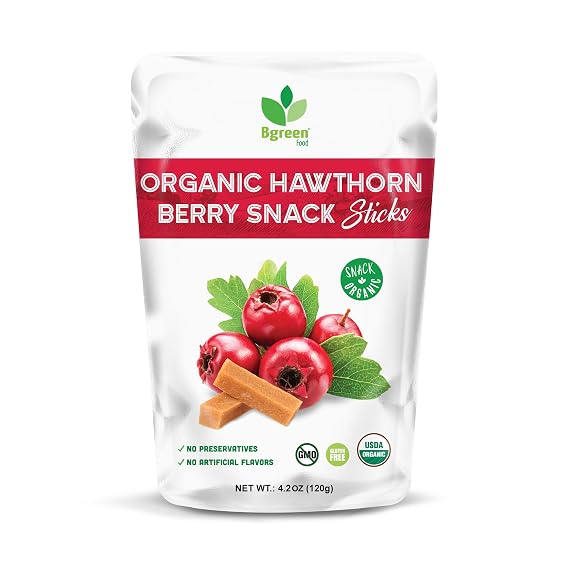Big Green Organic Food - Organic Hawthorn Berry Snacks, Tart & Sweet Organic Snack, 3.5oz (2 packs) (Sticks)
