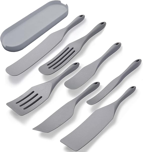 Tongjude Silicone Spurtle Set, Silicone Spatula Set, Heat Resistant Cooking Utensil for Nonstick Cookware, Serving,Baking, Whisking, Smashing, Scooping, Spreading, 8 Piece