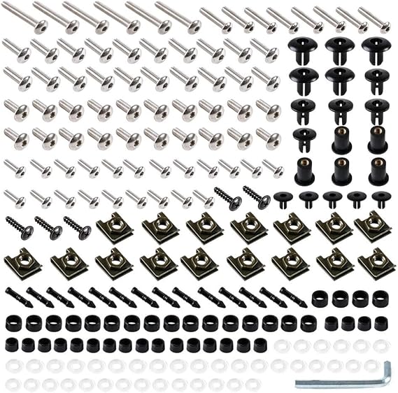 Fairing Complete Bolts Kit Stainless Steel Screws Fit for Suzuki GSXR600 GSXR750 2006 2007 K6 06 07 GSXR 600 GSXR 750 Aluminum Motorcycle Fasteners Hardware Clips (Silver)
