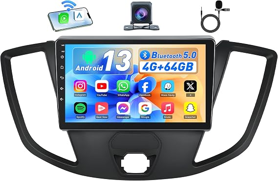 8 Core 4G+64G] Car Radio Stereo for Ford Transit 150 250 350 2015-2019: Upgrade 5G WiFi [1280 * 800 HD] 9 Inch Touch Screen Head Unit Replacement with