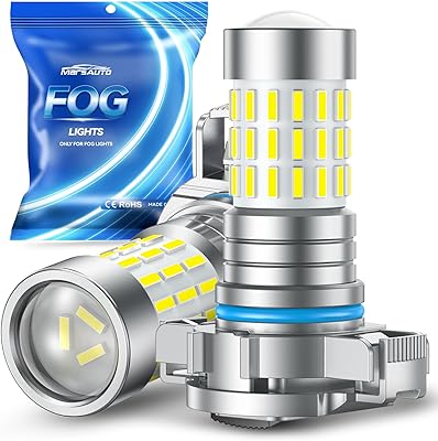 Marsauto 5202 LED Fog Light Bulbs, 10,000 lumens 6000K Cool White, 48 Chips DRL Bulb, 5202 Led Bulb 1:1 Mini Size 5202 5201 PS24W Fog Lights Led, 360 Illumination, Side Marker Lights