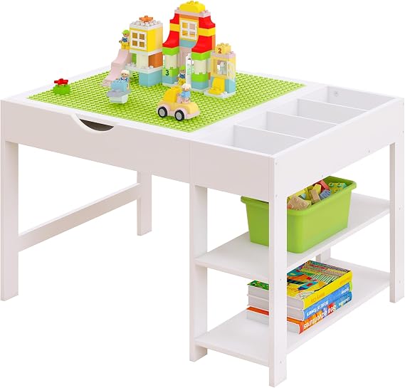 Kids Construction Play Table, Compatible with Large-Size Building Bricks