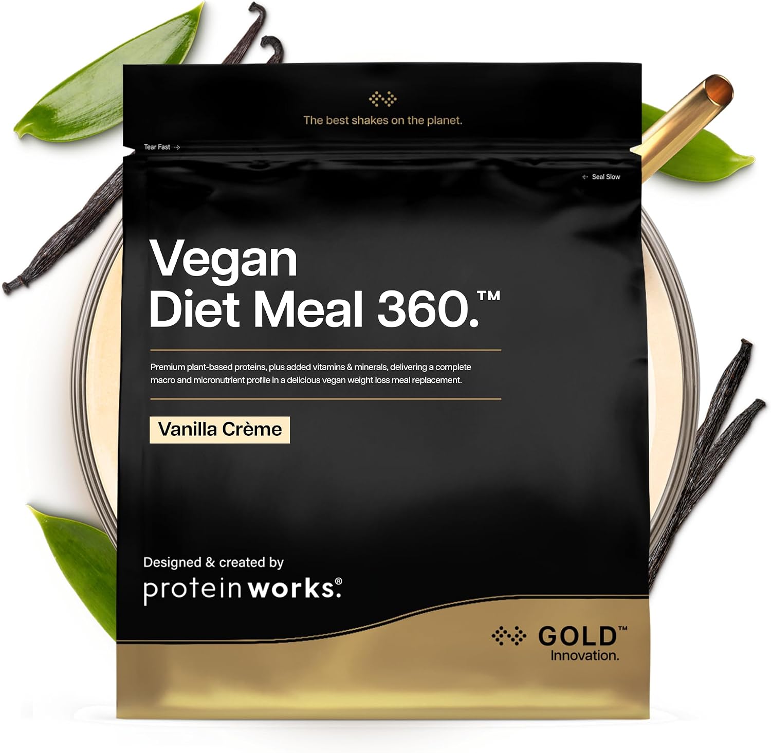 Protein Works | Vegan Diet Meal 360 - GOLD Innovation, Vegan Protein, Diet Meal Replacement Shake, Supports Healthy Weight Loss, Low Sugar, High Fibre, Vanilla Crème, 14 Meals, 1kg
