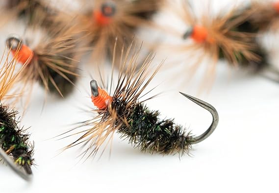 DRAGONtail Tenkara - Peacock Hot Head FUTSU Kebari Flies, 12-Pack