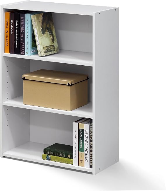 Furinno Wright 3-Tier Book Shelf, Modern Bookshelf, Soft White
